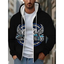 [Men's Motorcycle Hoodie] Black Men's Motorcycle Graphic Hoodie - 