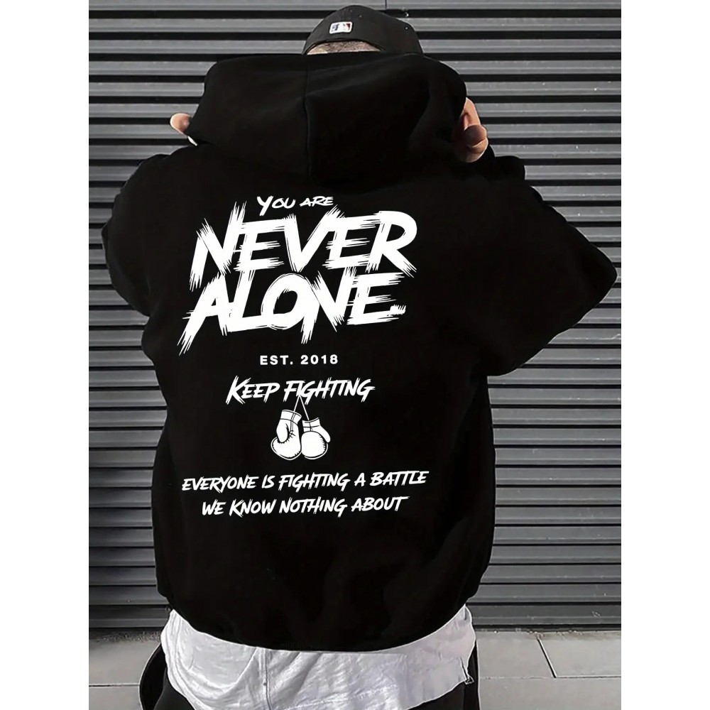 Men's Motivational Hoodie, Red Comfortable Streetwear Sweatshirt, 