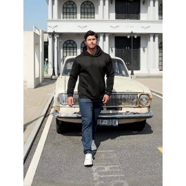 Men's Motivational Hoodie, Red Comfortable Streetwear Sweatshirt, 