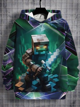 Men's 3D funny young and fashionable atmosphere digital print pullover hooded sweatshirt, spring, autumn and winter sports sweatshirt, comfortable and warm, natural inspiration and rich printing quality, machine-washable fabrics, Streetwear Fashion