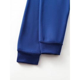 [Personalized Hoodie] Personalized Men's Hoodie - Customizable Photo/Text Front & Back, Navy Blue with White Lettering, All-Season Comfort Fit, Casual Sporty Design for Halloween Christmas Gifts, Durable Casualwear