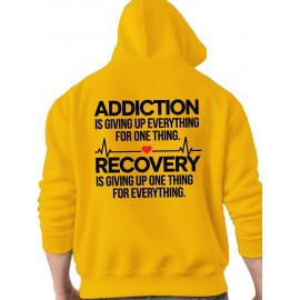 Men'S Hoodie - Back Printed Addiction Recovery Message Hooded Sweatshirt - Dark Grey/Black Graphic Pullover - Long Sleeve Winter Hoodie for Everyday & Formal Wear - Ideal Addiction Support Gift for Men, Casual Streetwear, Comfortable Fit, Durable Fabric, Streetwear Fashion, Trendy Design, Soft Material, Hooded Sweater, Men'S Fashion