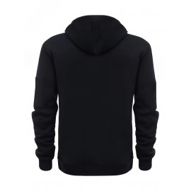 [Men's Zip-Up Hoodie Jacket] Men's Zip-Up Hoodie Jacket with Full-Zip Closure - Dark Grey/Black Athletic Outerwear, Arm Pockets - Lightweight Gym, Casual & Everyday Coat for Workouts, Outings - Spring/Fall Layering Essential, Workout Clothing, Sporty Design, Comfortable Fit, Zipfront Sweatshirt, Fitness Enthusiasts