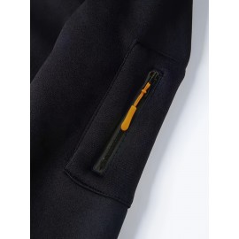 [Men's Zip-Up Hoodie Jacket] Men's Zip-Up Hoodie Jacket with Full-Zip Closure - Dark Grey/Black Athletic Outerwear, Arm Pockets - Lightweight Gym, Casual & Everyday Coat for Workouts, Outings - Spring/Fall Layering Essential, Workout Clothing, Sporty Design, Comfortable Fit, Zipfront Sweatshirt, Fitness Enthusiasts