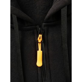 [Men's Zip-Up Hoodie Jacket] Men's Zip-Up Hoodie Jacket with Full-Zip Closure - Dark Grey/Black Athletic Outerwear, Arm Pockets - Lightweight Gym, Casual & Everyday Coat for Workouts, Outings - Spring/Fall Layering Essential, Workout Clothing, Sporty Design, Comfortable Fit, Zipfront Sweatshirt, Fitness Enthusiasts