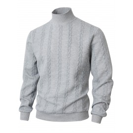 Men's Winter Warm Solid Color Turtleneck Sweater - High Neck Ribbed Pullover, Casual Winter Sweaters for Cold Weather, Versatile Layering Piece for Smart-Casual & Office Wear (Hand Washable)