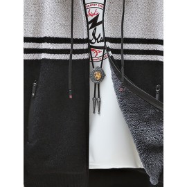 autumn and winter new casual striped hooded knitted sweater for middle-aged and young men, fashionable jacket, Seasonal Clothing, Everyday Sweater, Stylish Outerwear, Trendy Jacket, Warm Material, Pullover Jacket, Men's Sweater, Urban Style