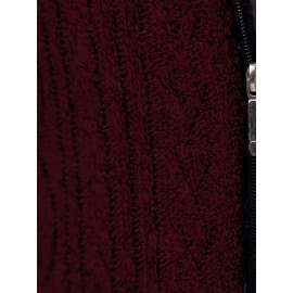 Men's Business Cable-Knit Sweater Jacket with Stand-Up Collar - Machine Washable Gray Winter Office Sweater Coat, Long Sleeve Casual to Meeting Wear, Gym Compatible for Professional & Everyday Use - Solid Color Mature Style