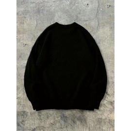 Unisex Casual Knit Sweater | Crew Neck, Long Sleeve, Loose Fit, Solid Color, Rib-Knit, Pullover Style, Suitable for Fall/Winter - ANDREILEE