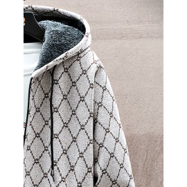 Autumn and winter Men's casual mid to long length jacket with hooded and plush thick warm jacket, fashionable and versatile top, Seasonal Fashion, Winter Outerwear, Long Coat, Stylish Outerwear, Warm Fabric, Men's Hoodie, Outerwear Essential, Men's