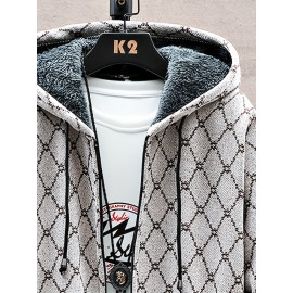 Autumn and winter Men's casual mid to long length jacket with hooded and plush thick warm jacket, fashionable and versatile top, Seasonal Fashion, Winter Outerwear, Long Coat, Stylish Outerwear, Warm Fabric, Men's Hoodie, Outerwear Essential, Men's