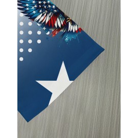 USA Flag 3D Print Casual Men's T-Shirt - 100% Polyester Knit Fabric, Regular Fit, Slight Stretch, 110g/m²