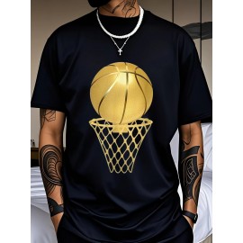 Men's Black 100% Cotton Short Sleeve T-Shirt - Loose Fit Summer Casual Crew Neck Tee with Breathable Fabric, Classic Round Neck & Relaxed Style for Casual Attire, Machine Washable Top