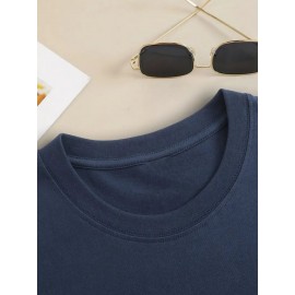 Men's Black 100% Cotton Short Sleeve T-Shirt - Loose Fit Summer Casual Crew Neck Tee with Breathable Fabric, Classic Round Neck & Relaxed Style for Casual Attire, Machine Washable Top