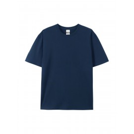 Men's Black 100% Cotton Short Sleeve T-Shirt - Loose Fit Summer Casual Crew Neck Tee with Breathable Fabric, Classic Round Neck & Relaxed Style for Casual Attire, Machine Washable Top