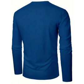 Men'S Casual Long Sleeve T-Shirt with Calvin Letter Print - Green, Round Neck, Stretch Fabric, All-Season Comfort, Regular Fit, Everyday Tshirt | Relaxed Fit Shirt | Comfortable Fit