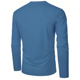 Men'S Casual Long Sleeve T-Shirt with Calvin Letter Print - Green, Round Neck, Stretch Fabric, All-Season Comfort, Regular Fit, Everyday Tshirt | Relaxed Fit Shirt | Comfortable Fit