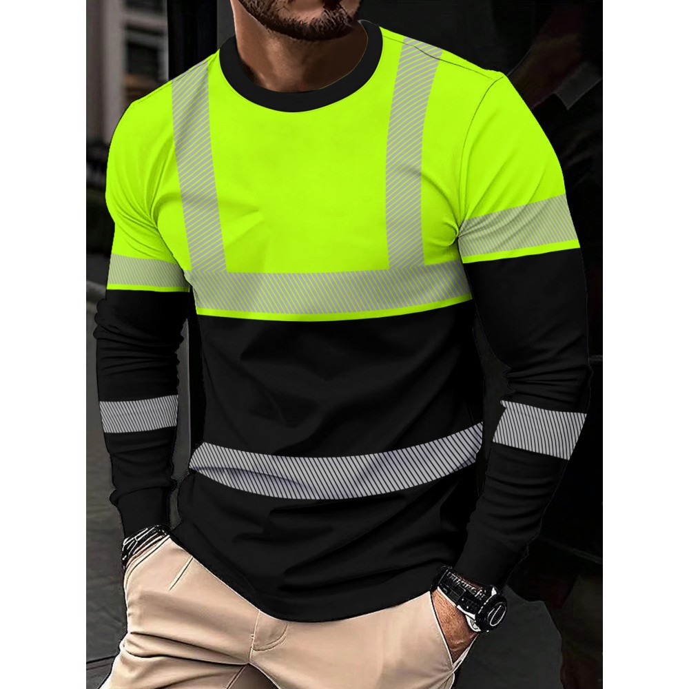 Men'S 3D Print Tropical Leaf Pattern Long Sleeve T-Shirt - Neon Green/Black/Royal Blue, Lightweight Breathable Fabric, All-Season Casual & Outdoor Sports Crew Neck Top, Bold Digital Print Design, Machine Washable Short Sleeve Shirt for Men, Graphic Tee Men, Men Graphic Tee, Men' T Shirt, Men Graphic T Shirt, Designer T Shirt Men, Graphic T Shirt Men, Men T Shirt For Men, Long Sleeve Shirt For Men, Tee Shirt For Men, Men T-shirt, Men Shirt, Men Clothes, T Shirt For Men, T-shirt For