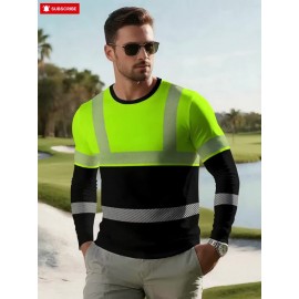 Men'S 3D Print Tropical Leaf Pattern Long Sleeve T-Shirt - Neon Green/Black/Royal Blue, Lightweight Breathable Fabric, All-Season Casual & Outdoor Sports Crew Neck Top, Bold Digital Print Design, Machine Washable Short Sleeve Shirt for Men, Graphic Tee Men, Men Graphic Tee, Men' T Shirt, Men Graphic T Shirt, Designer T Shirt Men, Graphic T Shirt Men, Men T Shirt For Men, Long Sleeve Shirt For Men, Tee Shirt For Men, Men T-shirt, Men Shirt, Men Clothes, T Shirt For Men, T-shirt For