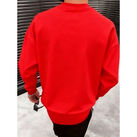 Men's longsleeved Tshirt with 2D printed designs, featuring letter slogans and geometric patterns. Available in 4 colors. Ideal for Men's holiday occasions and Christmas., Christmas Attire, Casual Wear, Letter Print, Graphic Tee, Quality Stitching