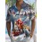Men's Vintage Christmas Santa Claus Print Short Sleeve Dress Shirt with Collar & Pocket - Single-Button Closure, Machine Washable Holiday Party Attire, Pocket Square Compatible (Santa & Reindeer/Elf Patterns) - Summer Button