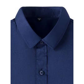 [Stretch Formal Shirt] Stretch Formal Shirt for Men | Long Sleeve, Solid Color, No Pockets, Business Casual Office Workwear for Professionals