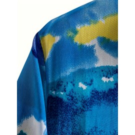 Summer Casual Shirts, Men's Summer Casual Short-sleeved Shirts, Polyester Material, Quick-drying, Abstract Pattern Printing, Suitable for Going Out, Traveling, Vacation, Beach, Polyester Material, Quick-drying, Gift for Boyfriend, Gift for Husband, Shirts for Men Casual, Beach Attire, Vacation Wear, Casual Style, Stylish Design, Quickdry Fabric, Lightweight Material, Printed Tee, Men's Short Sleeve, Adult Clothing, Husband Present