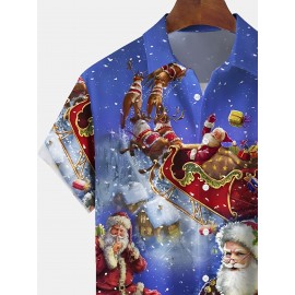 Men's Vintage Christmas Santa Claus Print Short Sleeve Shirt • Festive Santa & Reindeer Design with Pockets • Button-Up Collar Lightweight Polyester • Perfect for Holiday Casual Wear Christmas Shirts • Dress Shirts for Men Work Attire Seasonal Style • Contrast Placket Comfort Fit Work Long-Sleeve-Hackel-Shirt • Standard Style in Better Quality Patterns Whole Disc Ties and Studs with Style* • Incorporating Remarkable Conclusion Parenthesis