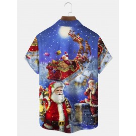 Men's Vintage Christmas Santa Claus Print Short Sleeve Shirt • Festive Santa & Reindeer Design with Pockets • Button-Up Collar Lightweight Polyester • Perfect for Holiday Casual Wear Christmas Shirts • Dress Shirts for Men Work Attire Seasonal Style • Contrast Placket Comfort Fit Work Long-Sleeve-Hackel-Shirt • Standard Style in Better Quality Patterns Whole Disc Ties and Studs with Style* • Incorporating Remarkable Conclusion Parenthesis