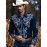 Men'S Western Cowboy Shirt - Non-Stretch Polyester Formality - Button-Up Long Sleeve with Classic collar - Rustic Western Style Blouse for Ranch, Themed Events, Casual Attire - Durable Cowboy Attire, Country Boy Outfit, Ranch Clothing, Floral Print Design, Sturdy Construction, Casual Wearers