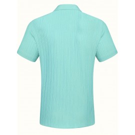 [Casual Shirt] Classic Men's Short Sleeve Shirt | Casual Button-Up, Solid Color Non-Stretch Fabric, Machine Washable, All-Season Versatile Wear for Office & Social Events