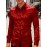 Men'S Red Brocade Shirt - Long Sleeve Slim Fit Business Wedding Party Formal & Casual Shirt with Classic Collar, Non-Stretch Fabric for Office, Events