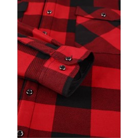 Men's Winter Warm Fleece-Lined Flannel Shirt - Thick Multi-Pocket Plaid Button- Collar Shirt, Wrinkle-Resistant Casual Office & Outdoor Wear, Cozy Long Sleeve for home (Hand Washable) - Regular Fit Fall/ Winter Clothing