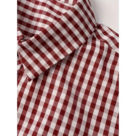 Elson OBM Men's Classic Plaid Button-Up Shirt - Long Sleeve Formal and Casual Top, Non-Stretch Fabric, Front Button Closure, Turn-Down Collar, Office, Wedding, Party Attire - Ideal Gift for Men, Office Wear, Fashion Design, Durable Construction