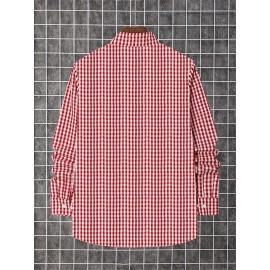 Elson OBM Men's Classic Plaid Button-Up Shirt - Long Sleeve Formal and Casual Top, Non-Stretch Fabric, Front Button Closure, Turn-Down Collar, Office, Wedding, Party Attire - Ideal Gift for Men, Office Wear, Fashion Design, Durable Construction