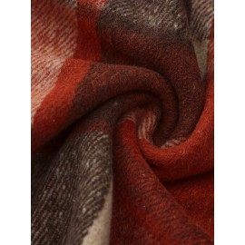 [Vintage Plaid Shirt] Vintage Plaid Shirt for Men | Single-Breasted, Loose Fit, Long Sleeve Casual Top | Black & White Checkered Pattern, Button-Up Front, Nonelastic Fabric | Perfect for Fall/Winter Outings & Casual Wear