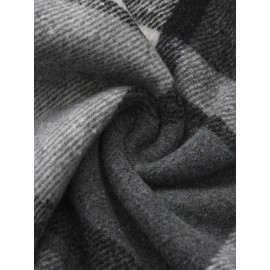 [Vintage Plaid Shirt] Vintage Plaid Shirt for Men | Single-Breasted, Loose Fit, Long Sleeve Casual Top | Black & White Checkered Pattern, Button-Up Front, Nonelastic Fabric | Perfect for Fall/Winter Outings & Casual Wear