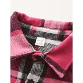 [Vintage Plaid Shirt] Vintage Plaid Shirt for Men | Single-Breasted, Loose Fit, Long Sleeve Casual Top | Black & White Checkered Pattern, Button-Up Front, Nonelastic Fabric | Perfect for Fall/Winter Outings & Casual Wear