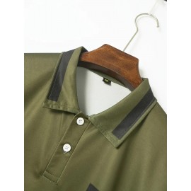 Men'S Casual Shirt - Breathable, Stretchy Polyester with Contrasting Neckline And Cuffs, Short Sleeve Golf Top for Work, Dating And Casual Wear