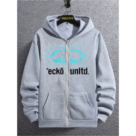 Fashionable Casual Men's Long Sleeve -Lined Zip-Up Jacket - Fresh and Fun Pattern Design, Lightweight and Comfortable, Suitable for Various Occasions, Breathable Material, Easy to Match, Adds a Pop of Color to Your Daily Look, Perfect for Casual