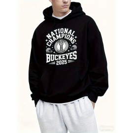 Men's Casual Hooded Sweatshirt with Letter 'H' Hot Transfer Print Logo - Long Sleeve Pullover Hoodie, Pockets & Medium-Stretch Fabric, Machine Washable Winter Sweater for Cold Weather (Autumn/Winter) - In-Stock for immediate Shipping