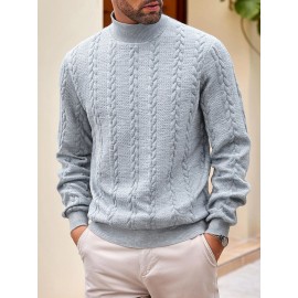 Men's Winter Warm Solid Color Turtleneck Sweater - High Neck Ribbed Pullover, Casual Winter Sweaters for Cold Weather, Versatile Layering Piece for Smart-Casual & Office Wear (Hand Washable)