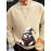 1pc Men'S Casual Crew Neck Sweatshirt, Thick Knit Polyester, Slight Stretch, Cozy Skin-Friendly Fabric, Print Snowman Design, Fall/Winter Warmth