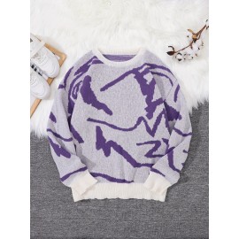 Men's Soft Beige & Brown Geometric Pattern Sweater - Casual Round Neck Long Sleeve Knit Pullover, Warm Winter & Spring/Fall Layering, Comfortable Beige & Brown Color Block Sweater for Men, Versatile Everyday & Formal Outfits, Hand Washable Knit Sweater with Modern Geometric Design, Relaxed Fit for Autumn and Spring Wear, Stylish and Cozy Knitted Top, Knit Sweater Men, Knitted Sweater Men