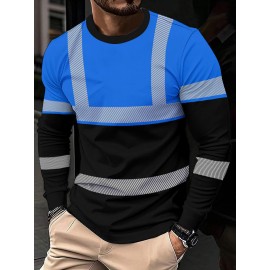 Men'S 3D Print Tropical Leaf Pattern Long Sleeve T-Shirt - Neon Green/Black/Royal Blue, Lightweight Breathable Fabric, All-Season Casual & Outdoor Sports Crew Neck Top, Bold Digital Print Design, Machine Washable Short Sleeve Shirt for Men, Graphic Tee Men, Men Graphic Tee, Men' T Shirt, Men Graphic T Shirt, Designer T Shirt Men, Graphic T Shirt Men, Men T Shirt For Men, Long Sleeve Shirt For Men, Tee Shirt For Men, Men T-shirt, Men Shirt, Men Clothes, T Shirt For Men, T-shirt For